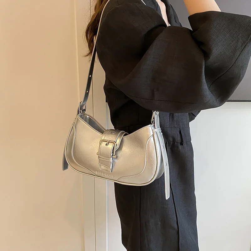 Bolsa de couro vegano para mulheres, bolsas de senhora na moda, bolsa de ombro, bolsas crossbody, novo, 2024