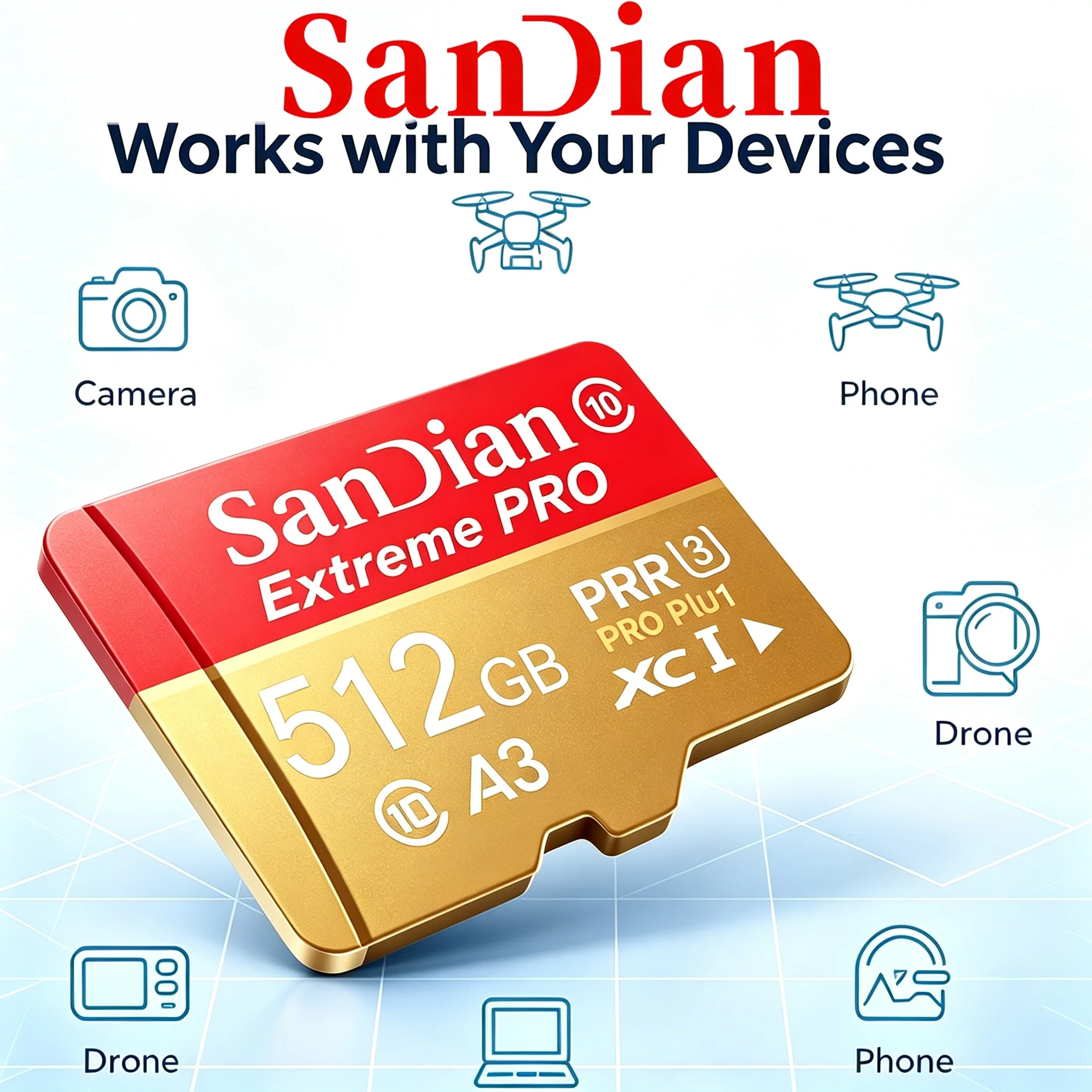 High Speed TF Cards 512GB 128GB 64GB Memory Card SD Cards Micro TF SD Card A2 UHS-II Waterproof for PC/Gaming Console/GPS