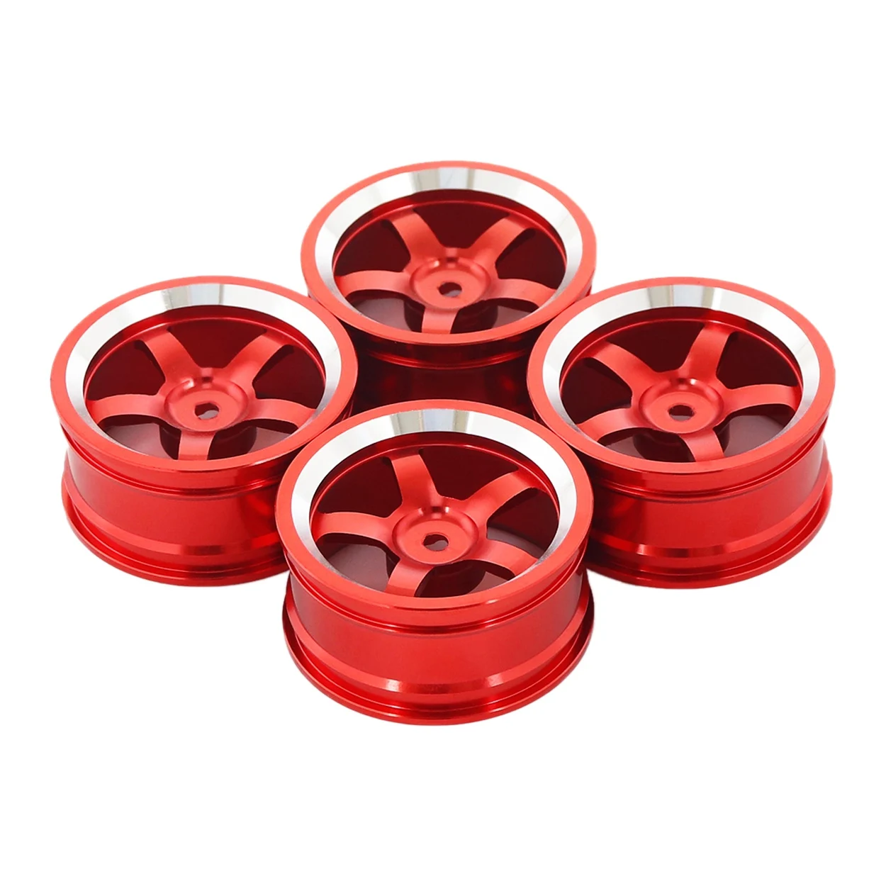 52 x 26 mm 4 Stück Felgen für RC-Cars 1/10 Flat Running Drift Aluminiumlegierungsräder Rot