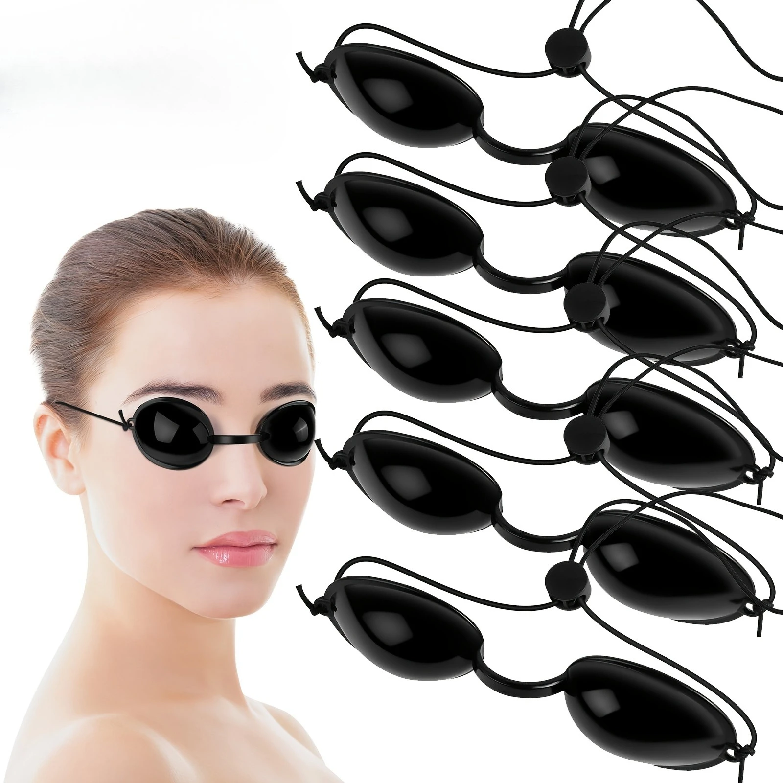 1-6PCS Soft Sunbathing Eyewear Tanning Goggles Beach Adjustable UV Skin Tanning Eye Protection UV Shield Glasses Black