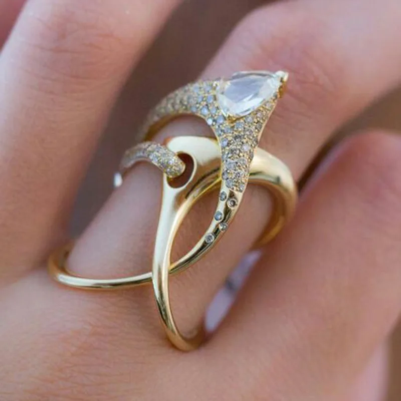 Luxury 925 Sterling Silver Irregular Magical Witch Ring Super Cool Hollow-out Gadget Golden Twist Winding Women Jewelry Gift