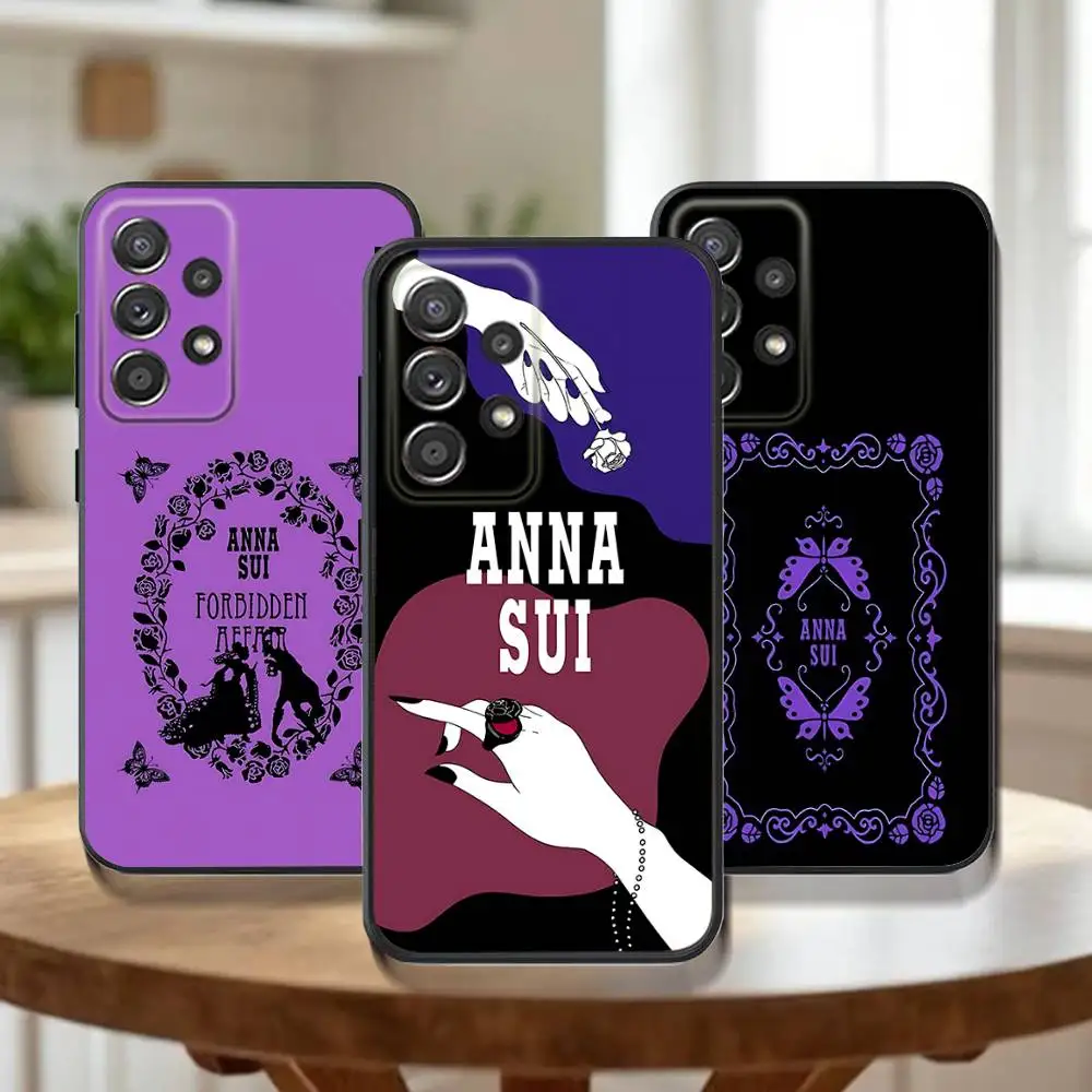 

Brand A-ANNA S-SUI Phone Case For Samsung Galaxy A73,31,32,72,41,53,52,71,22,5G,Note,J7,8,9 Soft Black Cover