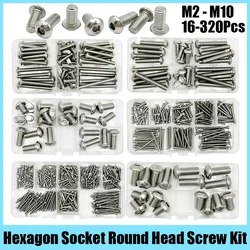 M2 M2.5 M3 M4 M5 M6 M8 M10 Hex Socket Screw A2-70 304 Stainless Steel Hexagon Button Cap Head Metric Machine Bolt Assortment Kit