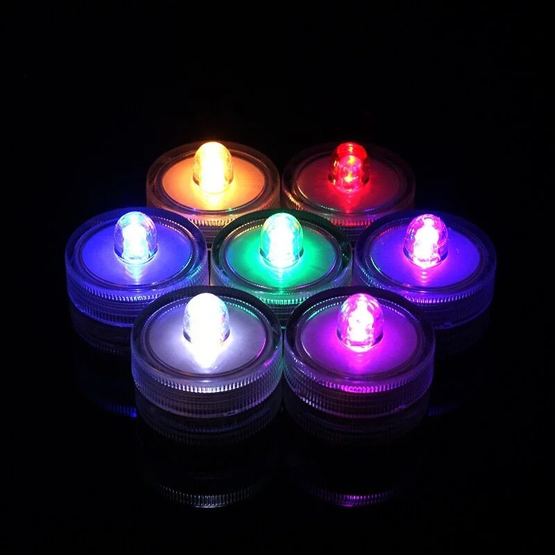 Submersible LED Lights CR2032 Battery Powered Underwater Waterproof LED Tea Light f/Event Wedding Centerpieces Vase Floral Xmas