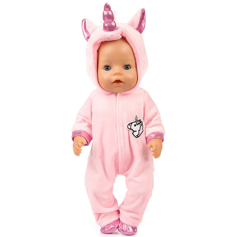Para 18 Polegada roupas de boneca reborn com sapatos bonito unicórnio macacão bebe 43-45cm kit de boneca reborn brinquedos diy acessórios presente de aniversário