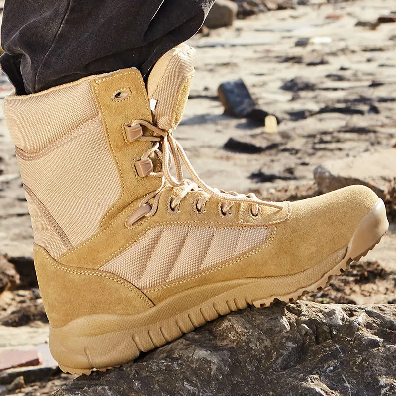 

Боевые ботинки для пустыни, уличные походные ботинки на шнуровке, дышащая альпинистская обувь, легкая легкая обувь с высоким берцем для мужчин
