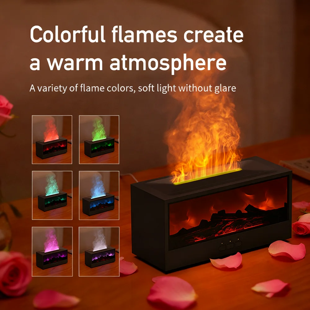 

1 шт., USB-питание, аромадиффузор с имитацией пламени и каминами, с красочной подсветкой и 3-уровневым увлажнителем воздуха с таймером для домашнего офиса