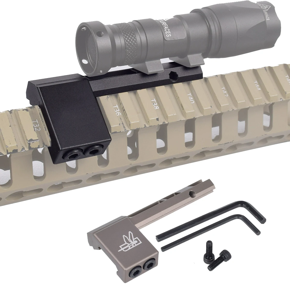 Tactical Mlok keymod M300 M600 Scout Flashlight Night Outdoor weapon light Offset Mount Base Fit 20mm Picatinny Rail HK416