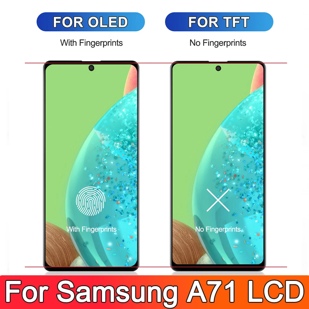 Display OLED For Samsung A71 Replacement with Frame, For Samsung A715 A715F A715FD LCD Display Touch Screen Digitizer Assembly