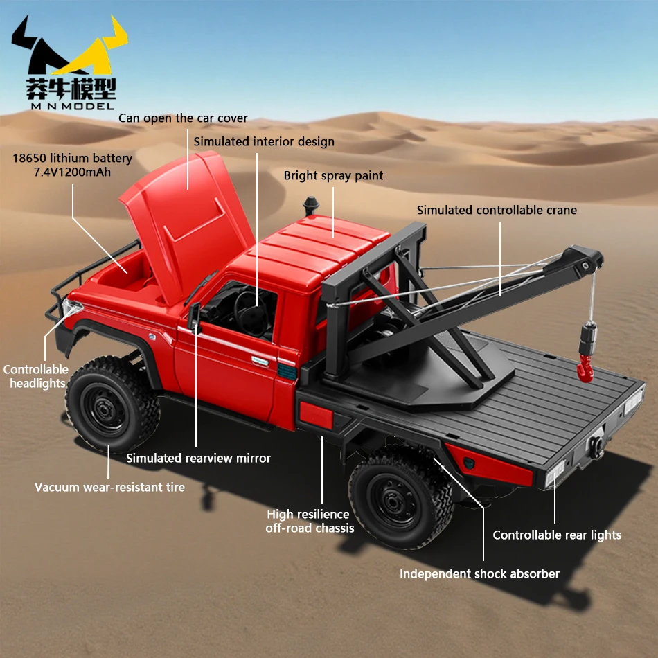MN MODELO 1:12 4WD RC Vehículo de rescate Coche todoterreno Camión de escalada Grúa de simulación Pastilla Rock Crawler Colección Juguete para adultos