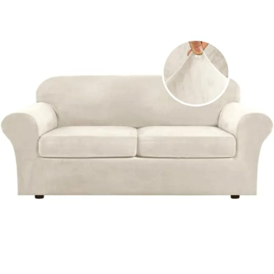 

Накидки на диван из настоящего бархата, 3 предмета, эластичные, для 2-местного дивана, чехлы для диванов, расширяемые до 90 см, мягкие, эластичные, в плиссированном стиле