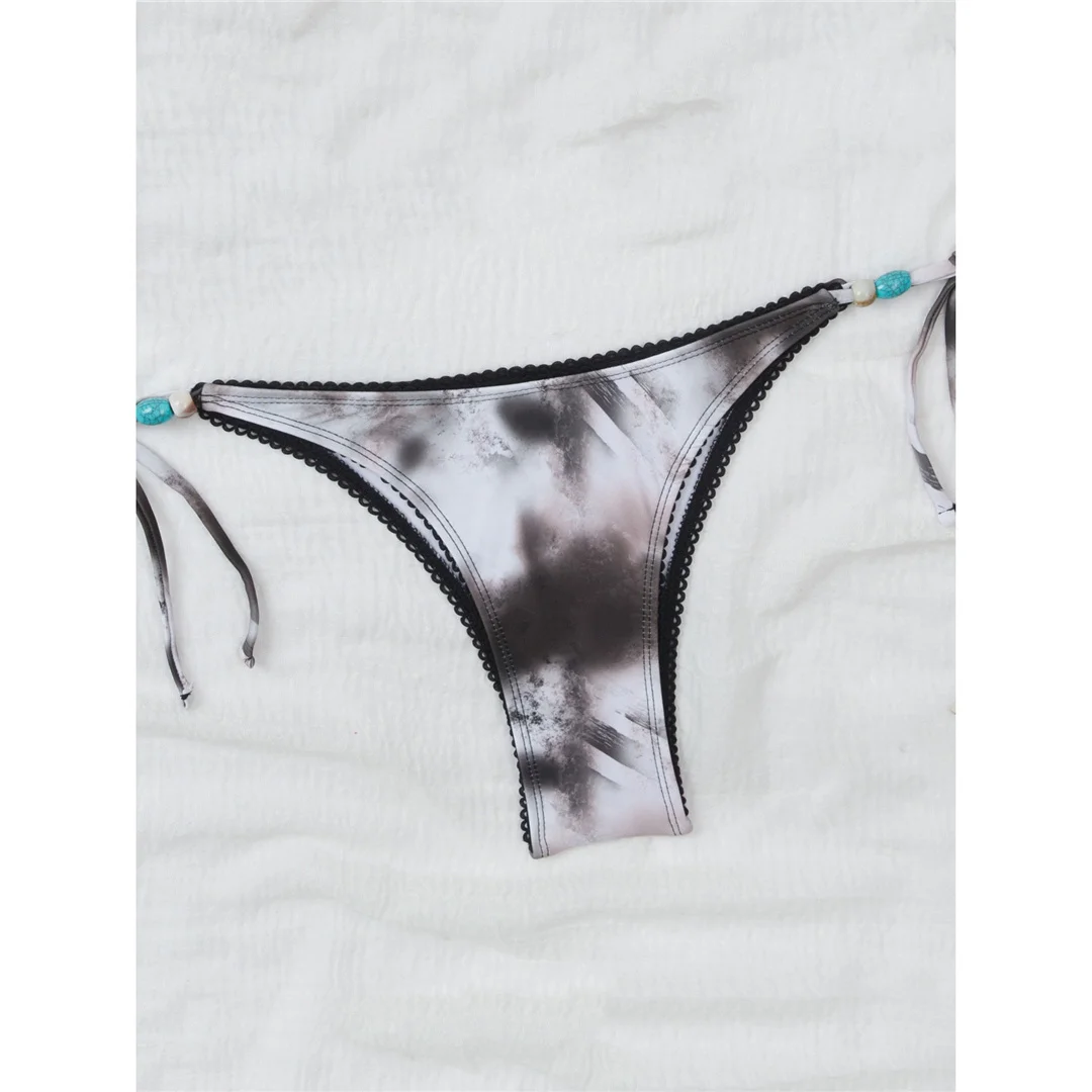 Zweiteiliges Bikini-Set, bedruckter Neckholder-Bikini, Damen-Badeanzug, Damen-Bademode, mit Trägern, hoch geschnitten, Badeanzug, Badebekleidung, Schwimmbekleidung V7613 – Detail 6