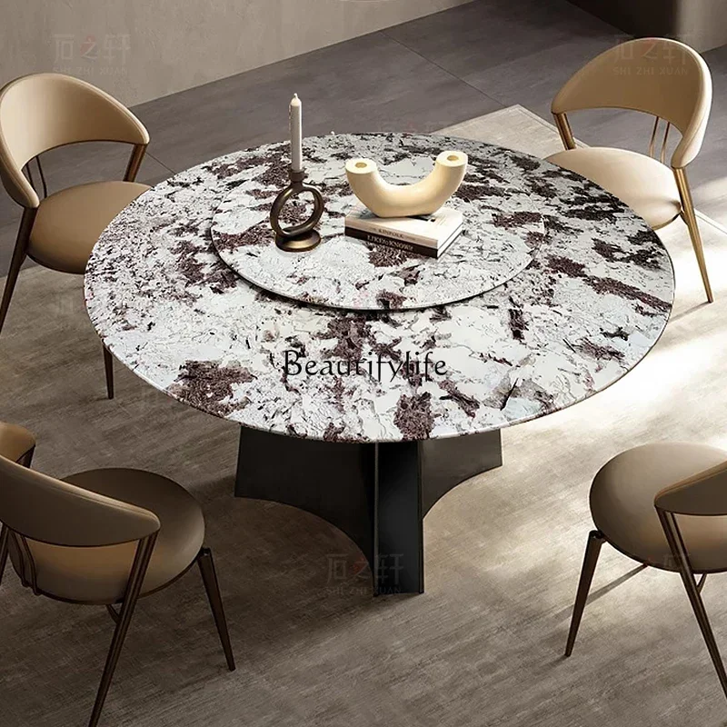 

D38Imported natural stone dining table light luxury marble round dining table
