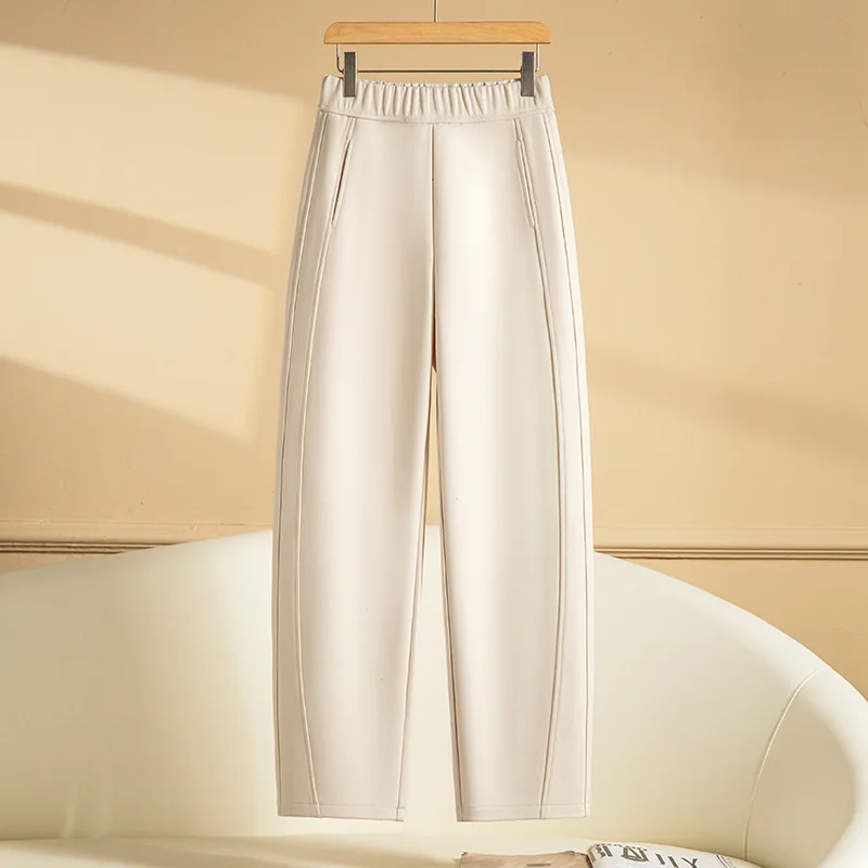 

Fleece-Lined Narrow Pants for Women, and Winter, Loose Fit, Thickened Straight-Leg Scimitar Pants