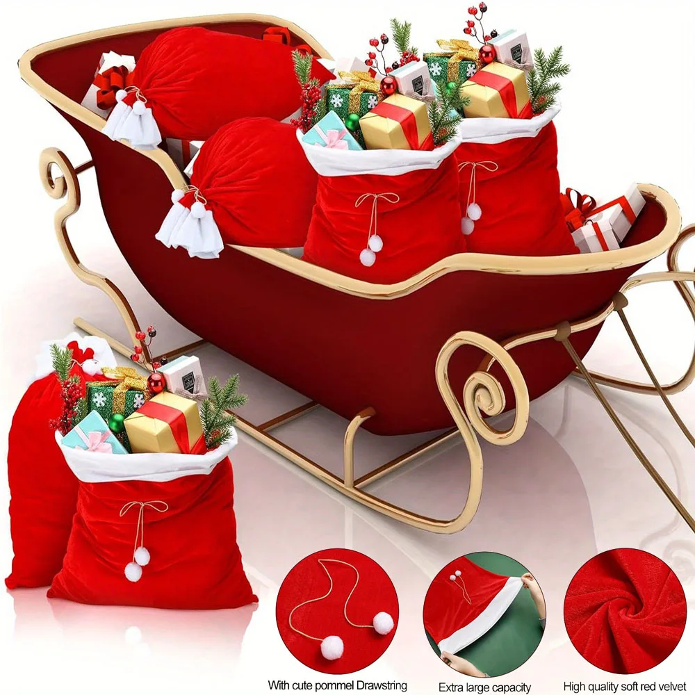 

Christmas Decorations 2024 Elderly Backpack Gift Bags Upscale Gingham Thickened Gift Bags Large Drawstring Candy Bags New Year