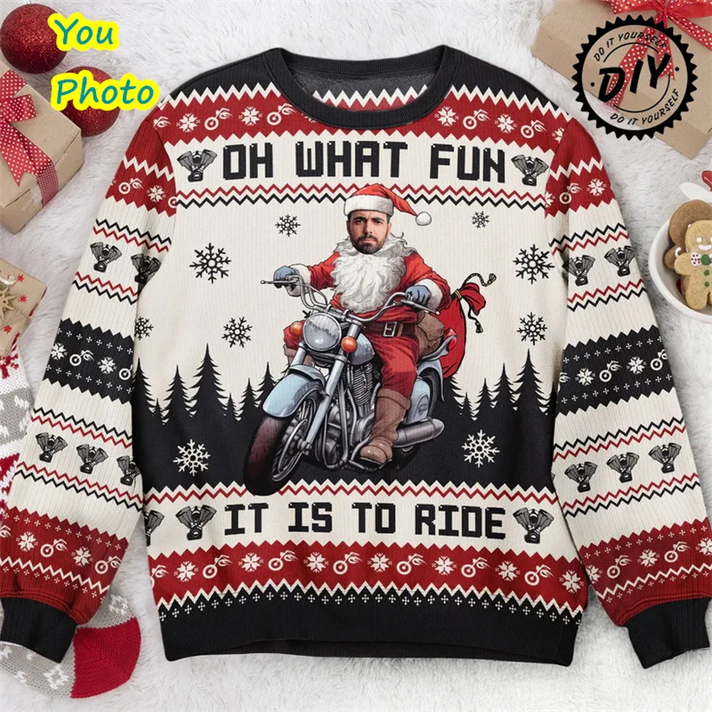 カスタマイズされた写真 醜いクリスマスセーター パーソナライズされたかわいいペット写真 グラフィック スウェットシャツ カスタマイズされた顔 家族ギフト プルオーバー