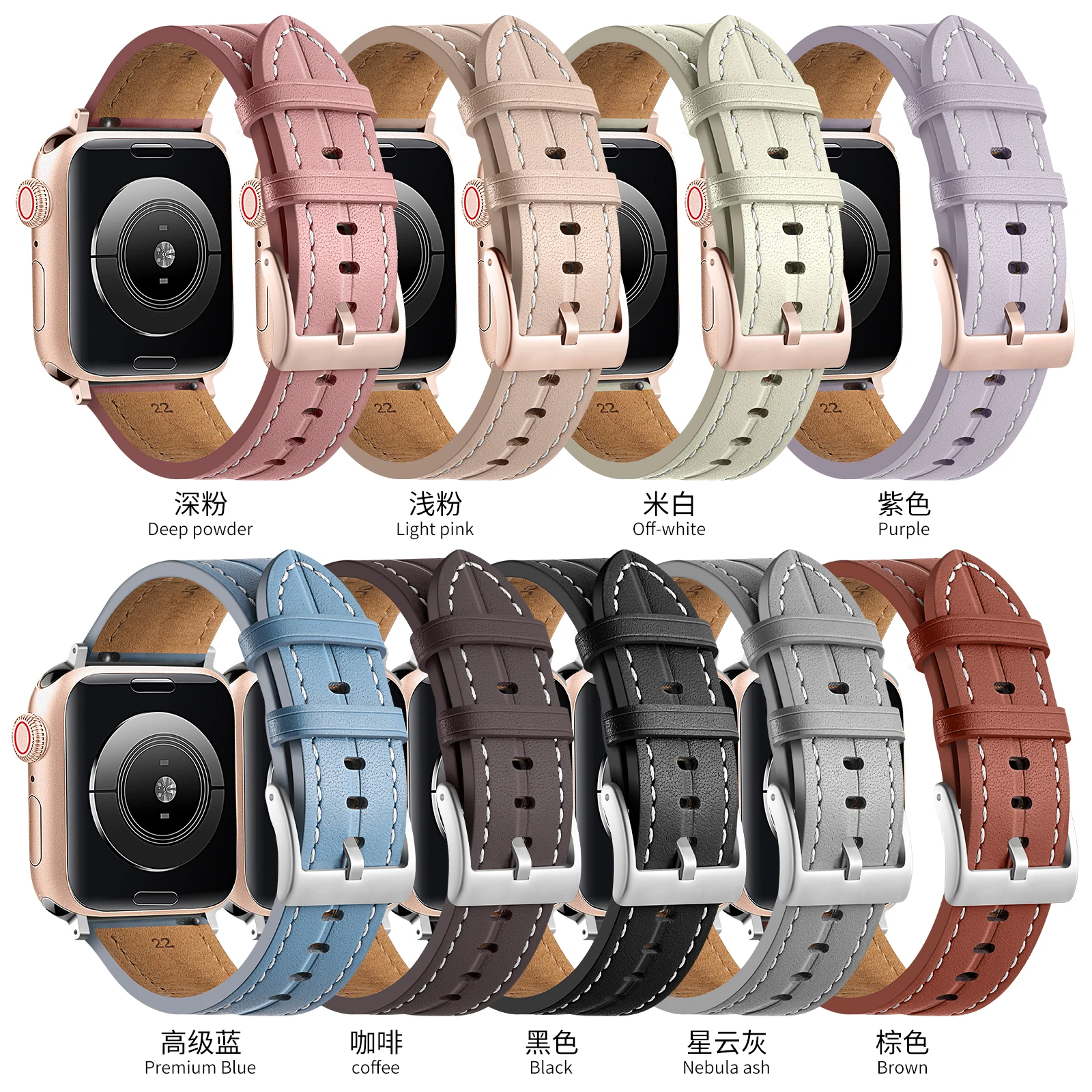 สายหนังสําหรับ Apple Watch band 44 มม.45 มม.42 มม.41 มม.46 มม.49 มม.อุปกรณ์เสริมสายรัดข้อมือ correa สร้อยข้อมือ iWatch Series 8 Ultra 10