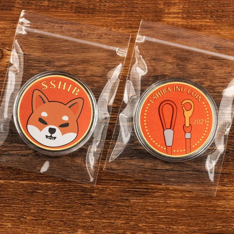 Shiba Inu Medallion Virtual Currency Silvery Golden Plated Coin Shiba Double Sided Embossed Metal Collectible Coins