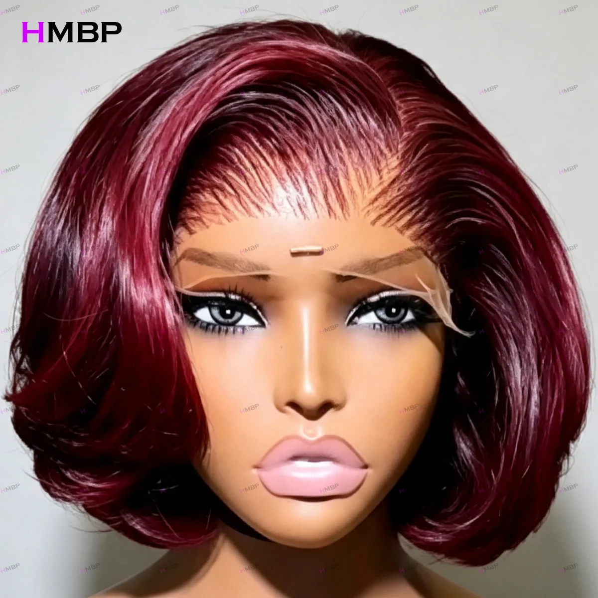 hmbp-99j-parrucca-bob-frontale-in-pizzo-hd-2x6-borgogna-100-capelli-umani-lisci-taglio-bob-corto-con-attaccatura-pre-rifinita-senza-colla-pronta-all'uso
