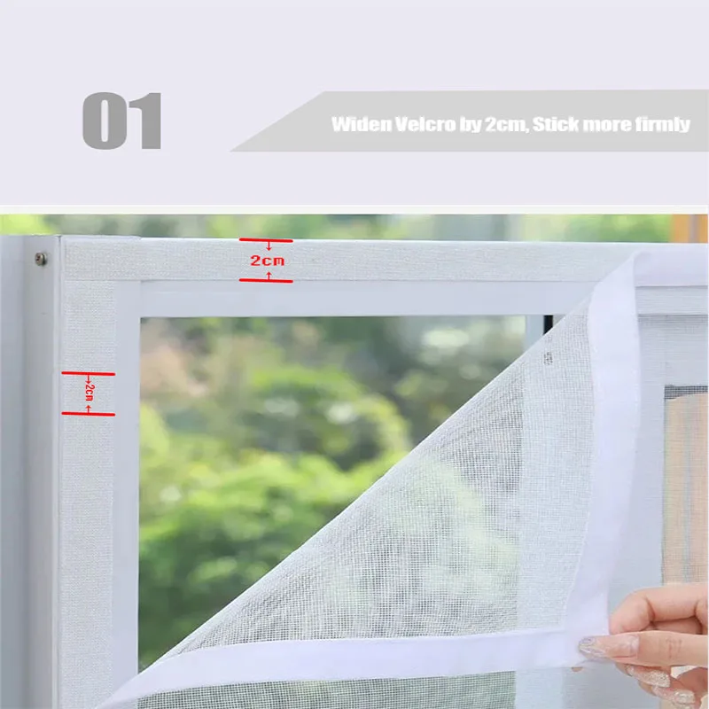 Simple White, Multi Size Window Mesh, Double Zipper Self-Adhesive Tape, Mosquito Screen Window, Window Mosquito Net Curtain Mesh