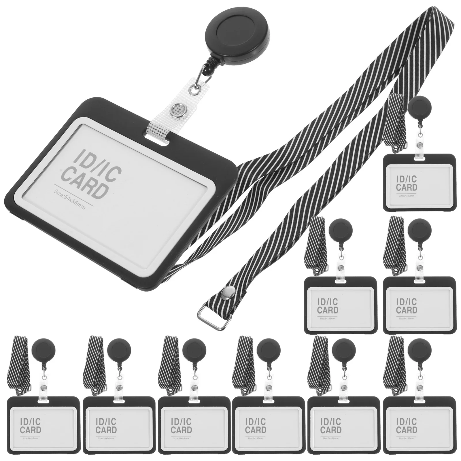 10 مجموعة حامل شارة الهوية أكمام بطاقات شفافة لعلامات اسم العمل أغطية حماية شارة واضحة كم الحبل استخدام بطاقات #4