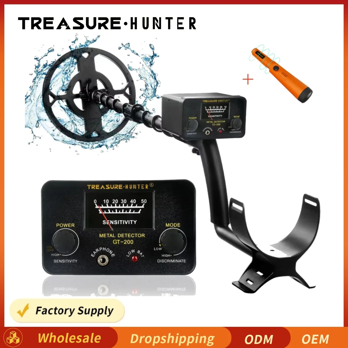 Treasure Hunter GT200 Metal Detector Beginner Underground Professional High Sensitive Adjustable Pinpointer Waterproof