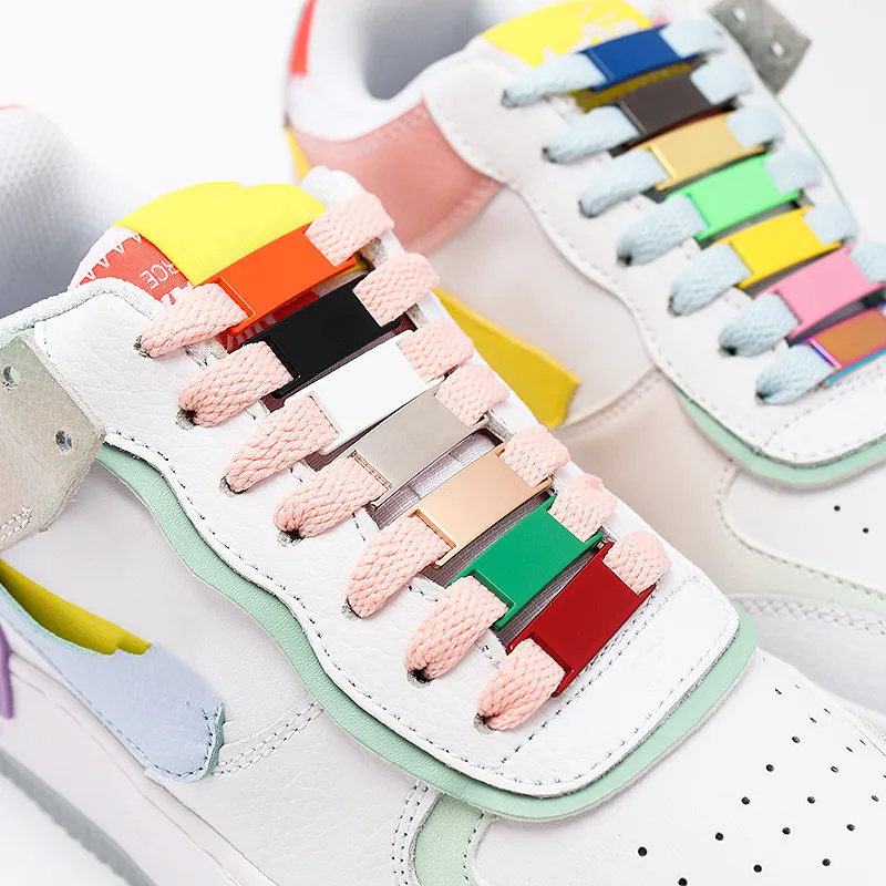 15 Colors Shoelaces Buckle Shoes Decorations Sneaker Kits Metal Buckle Decorate Men\'s and women\'s shoes flat laces Accessories