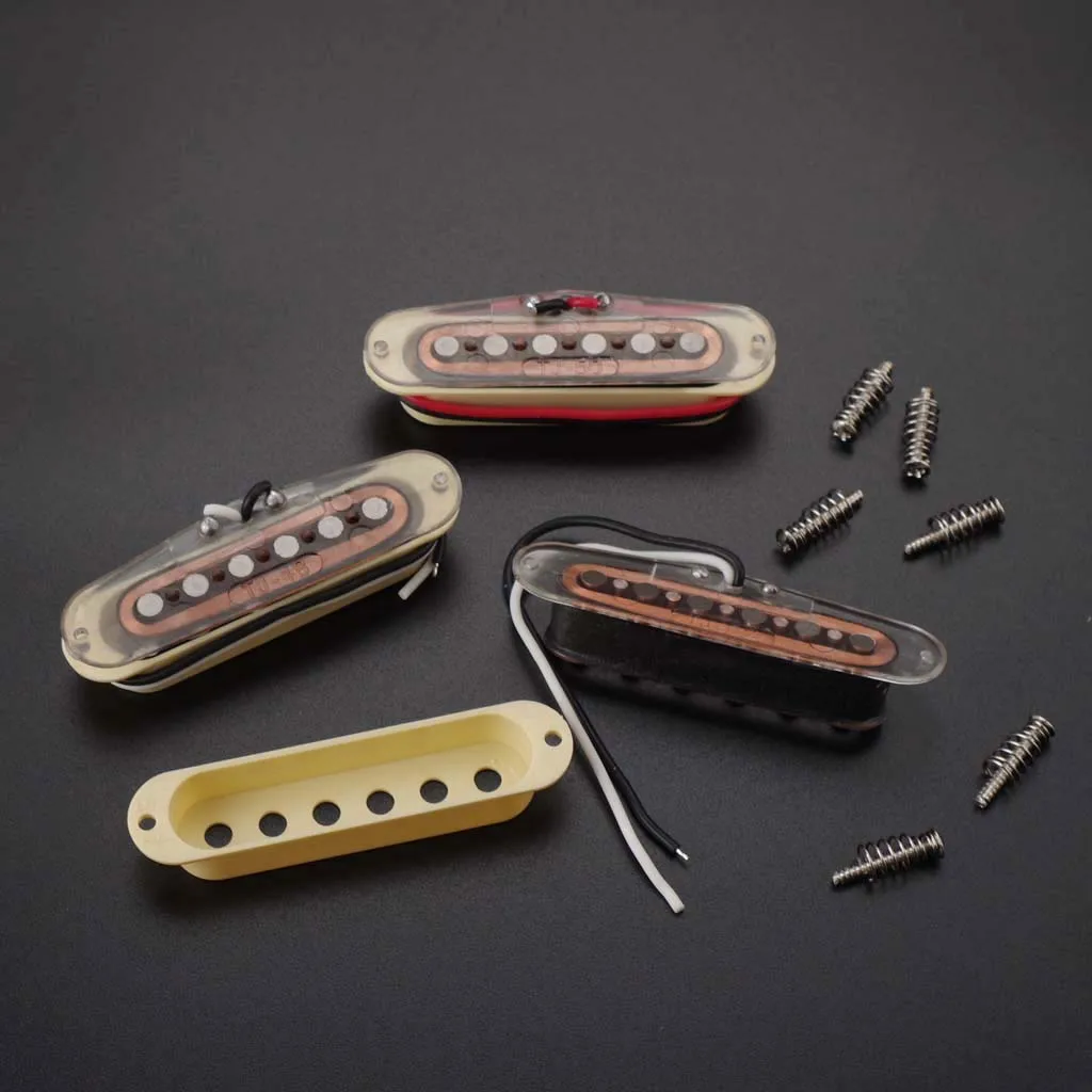 SSS Alnico V Guitar Pickup Clear Bottom Transparent Base Beige Flat-Pole  for Electric Guitar Replacement Parts & Accessories
