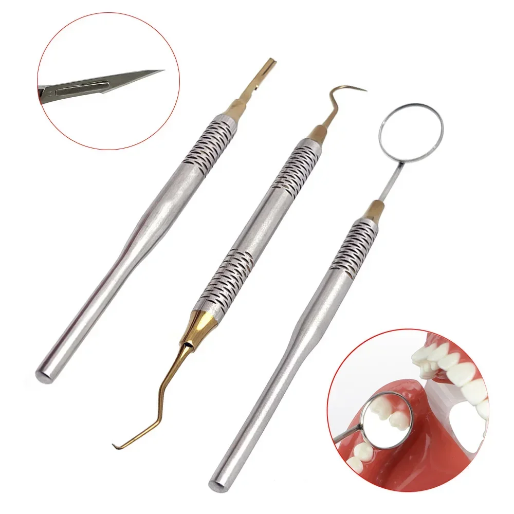 

Dental Instruments Mouth Mirror Explorer Probe Blade Straight Handle Stainless Steel Dentist Teeth Cleaning Tools