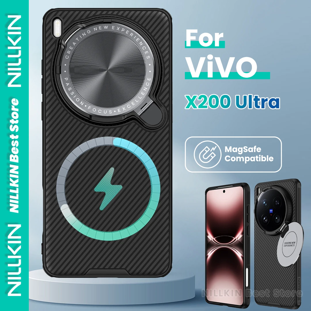 

Чехол Nillkin для Vivo X200 Ultra, магнитный защитный чехол для объектива камеры Magsafe, подставка 360, универсальный противоударный жесткий чехол
