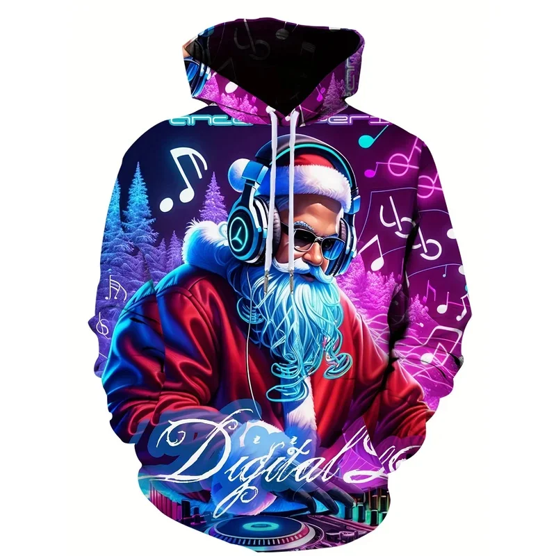 Christmas Theme Graphic Men's Fashion 3D Prints Red Hoodie Streetwear Hoodies Hooded Front Pocket Designer Hoodie Sweatshirt