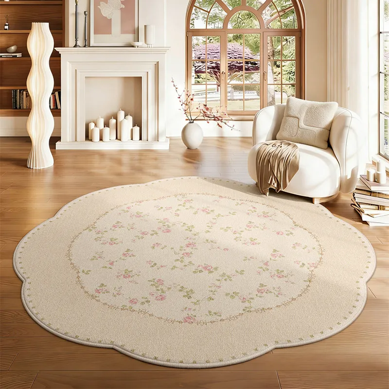 Irregular Shape Rugs for Bedroom Cream Style Living Room Decoration Carpet Fluffy Soft Lounge Floor Mat Thick Plush Bedside Rug