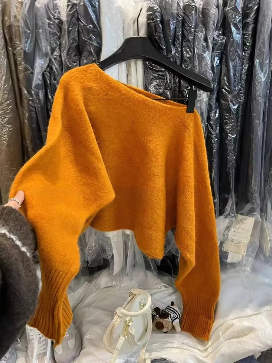 Lose ort Gestrickte Pullover frauen Sle Herbst Winter Neue Ankunft Koreanische Version Casual oulder Bared Overhead Top