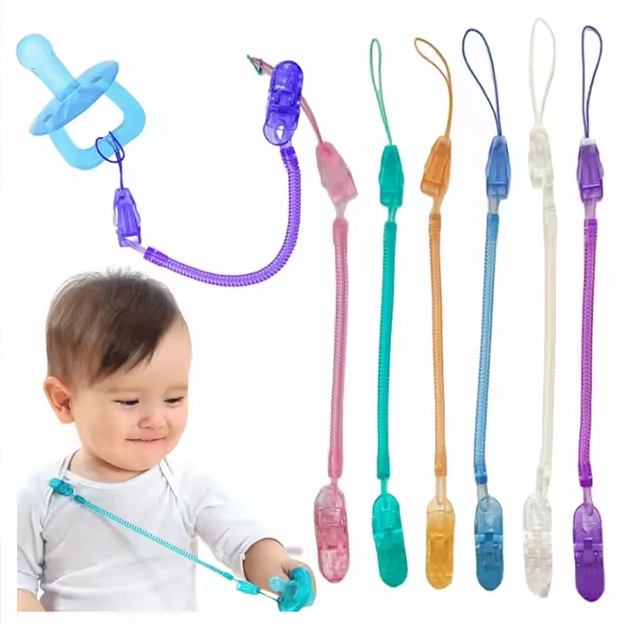 Spring Pacifier Chain For Universal Pacifier To Prevent Falling Anti Drop With Plastic Clip For Clothes Soother Chains image 2