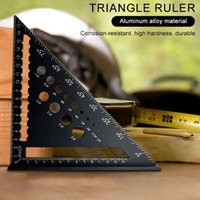 Triangle Ruler Aluminum Alloy Angle Protractor Miter Square Ruler Triangular Metric Angle Gauge Woodworking Measuring Ruler