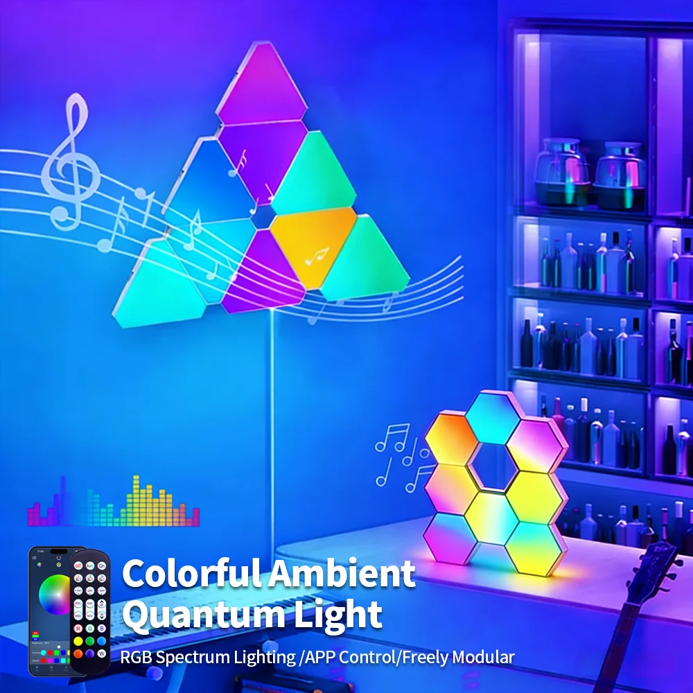 

Smart RGB Quantum Light DIY Decorative LED Wall Lamp APP Sound Pickup Music Rhythm Festival Atmosphere Gamin Light for Game Room