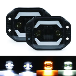 4-inch Wrangler Yellow and White Angel Eye Off road Vehicle Work Light LED Square Spot Light Embedded Front Bar Middle Mesh Fog