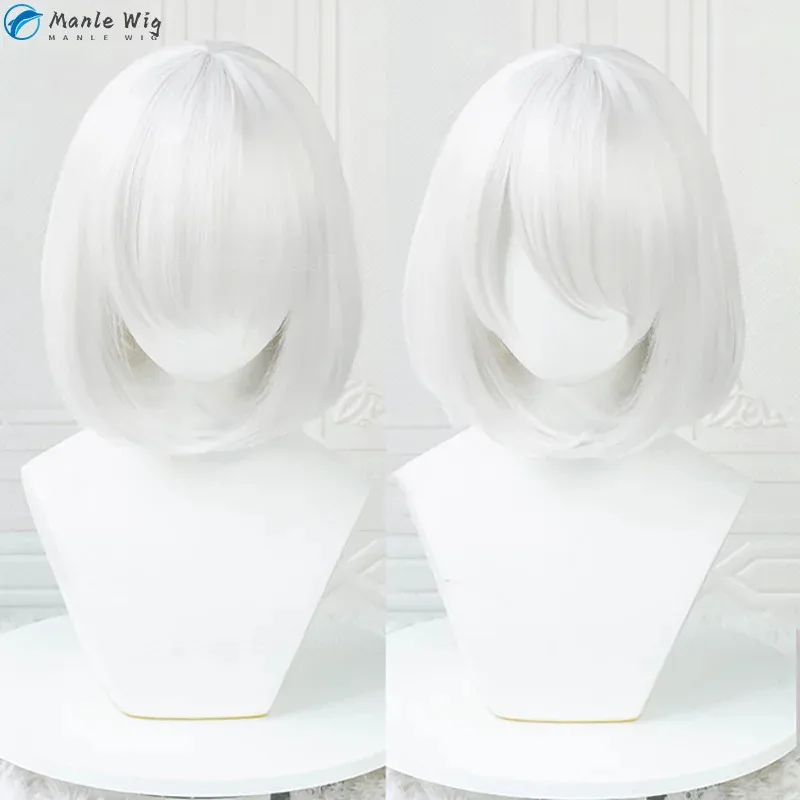 qq681Game 2B YoRHa No. 2 Type B Cosplay 33cm Short Whirt BoBo Heat Resistant Halloween Wigs + Free Wig Cap