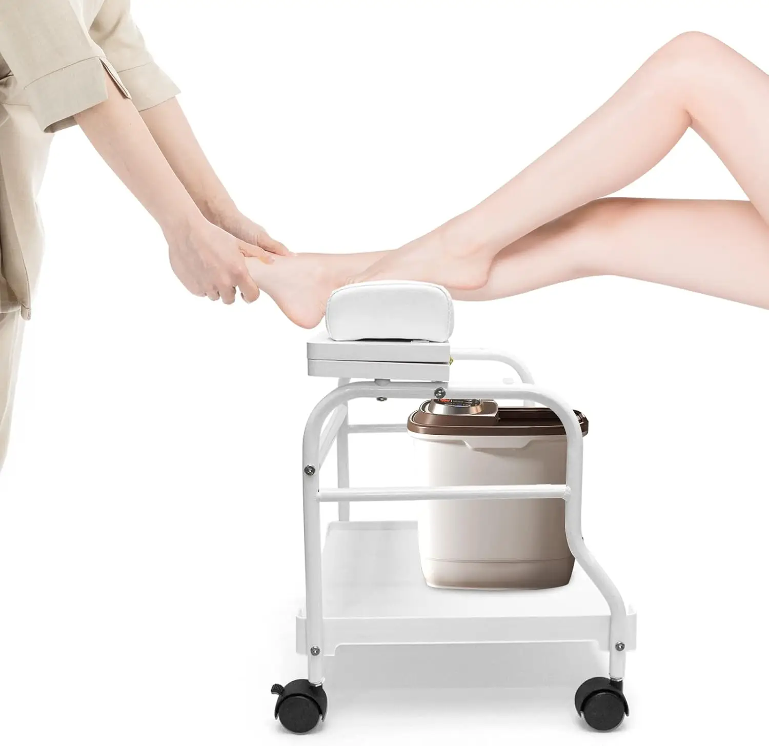 

Salon Or Nail Salon Portable Trolley Cart with Foot Rest Pedicure Trolley Second Version Elitzia