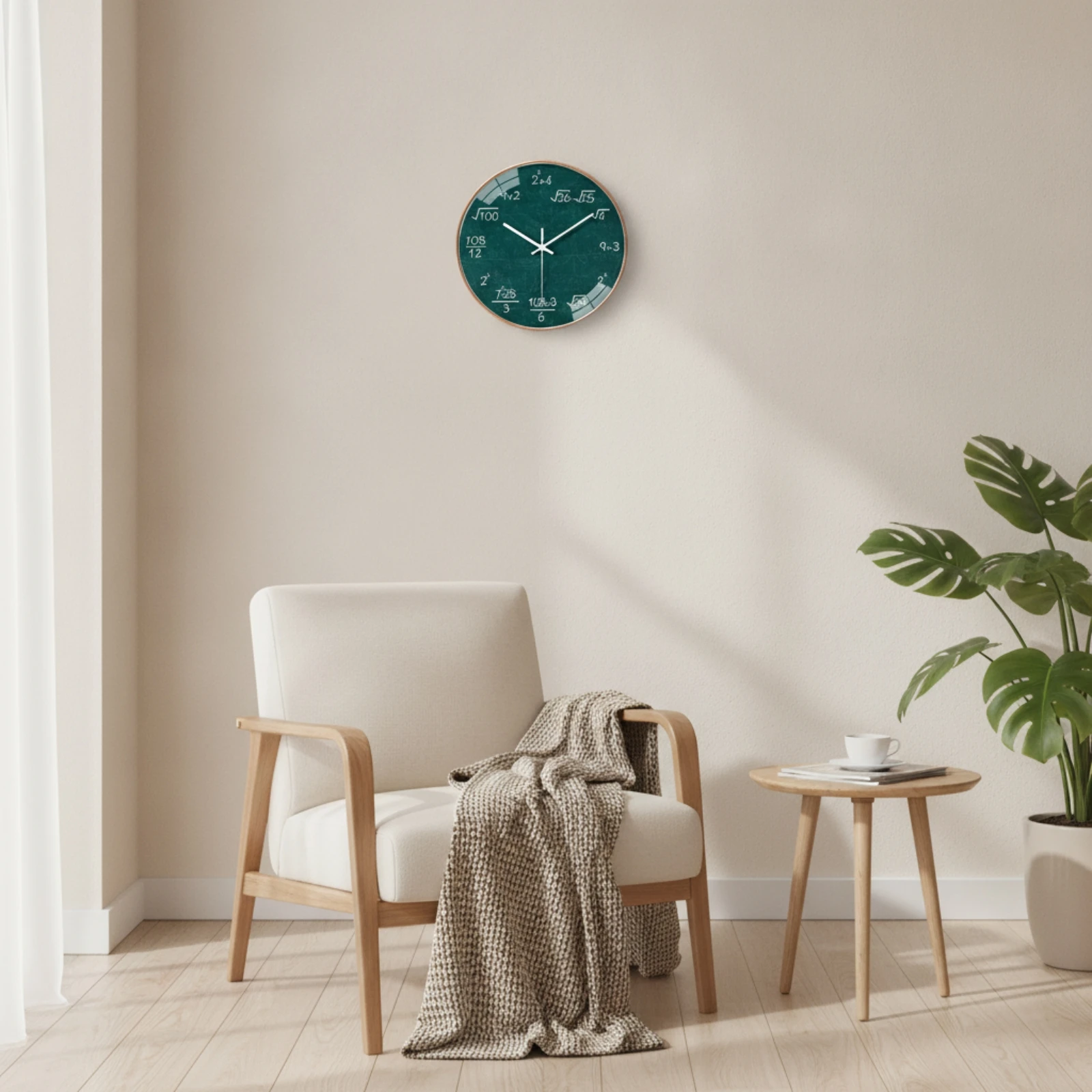 Math Wall Clock Non-Ticking Science Wall Clock Silent Modern for Students, Classroom, Study Room