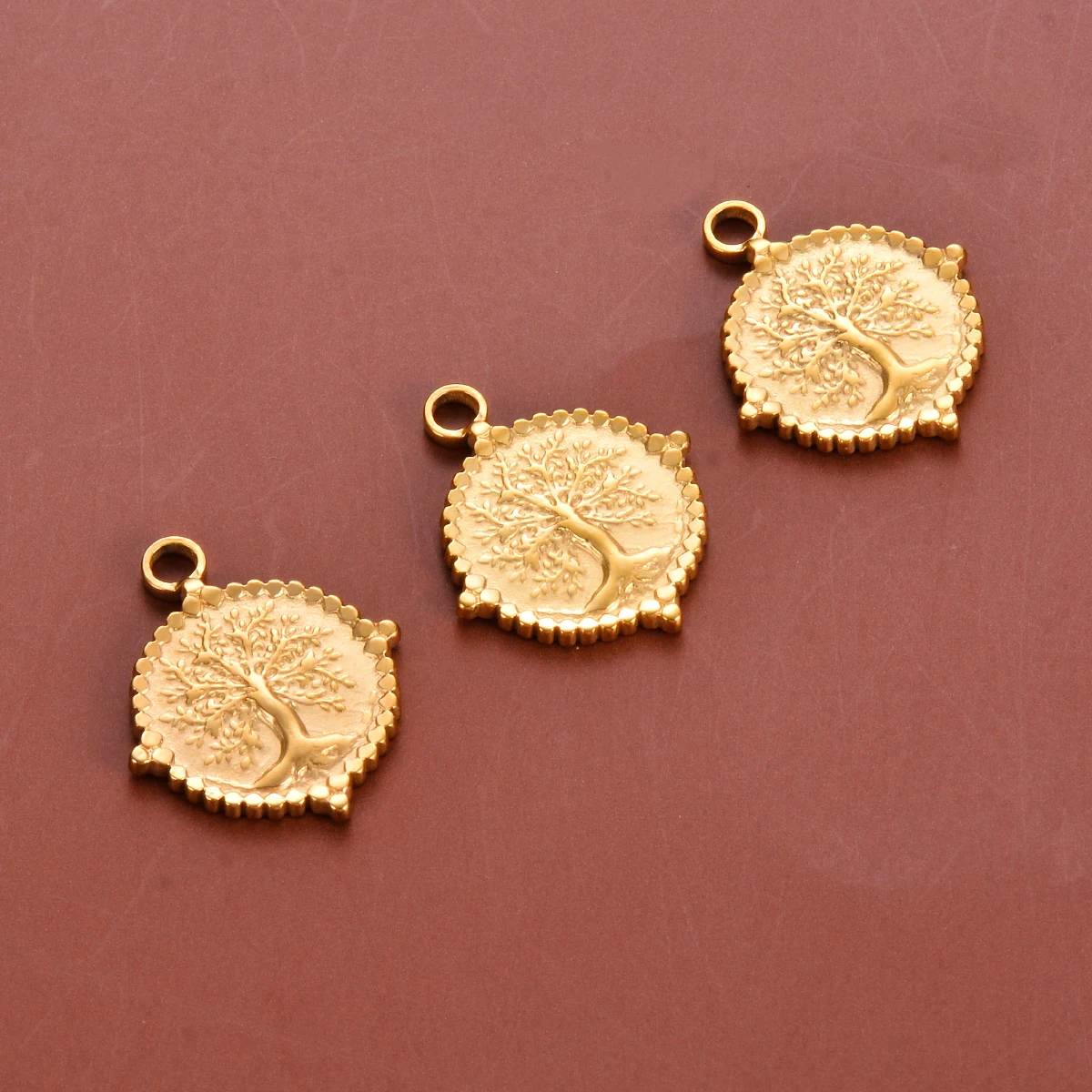 5 ชิ้น/ล็อตสแตนเลส Tree of Life Charms จี้สําหรับทําสร้อยคอต่างหูอุปกรณ์ DIY เครื่องประดับทําด้วยมือ