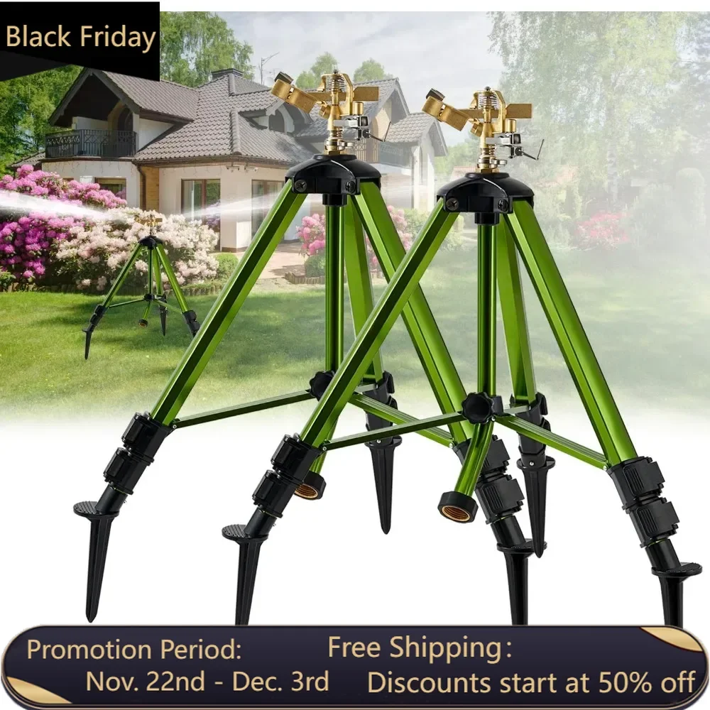 2-piece yard tripod sprinkler, heavy-duty brass sprinkler, 270 degree large-area irrigation, 3/4-inch connector sprinkler