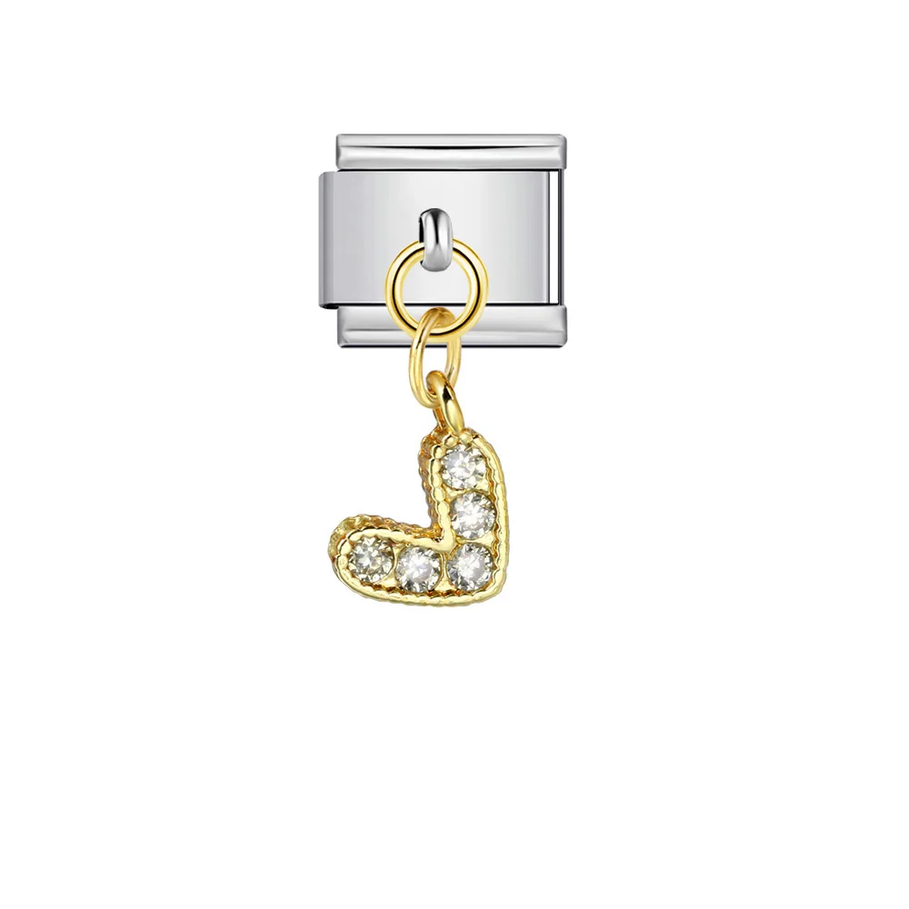 Y2k Bunter Herz-Anhänger mit CZ-Steinchen, Modischer Italienischer Charm-Anhänger, Passend für 9mm Edelstahl-Armbänder, DIY-Schmuckherstellung – Detail 4