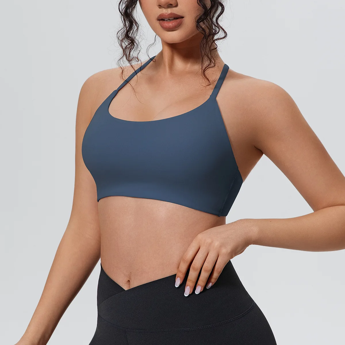 

Однотонный двусторонний нейлоновый спортивный бюстгальтер для женщин: топ-жилет для фитнеса, бега и йоги с эффектом пуш-ап и красивой спинкой, корректирующее белье для формирования фигуры