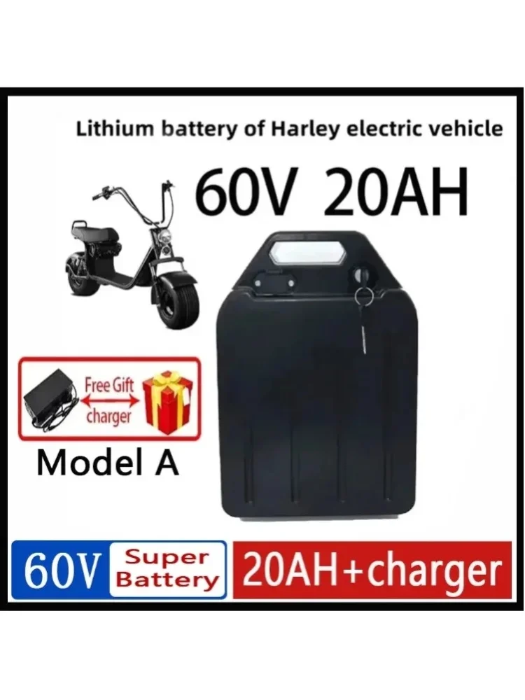 Brandneue 60V Harley 18650 Lithium-Batterie 20AH-40AH Wasserdichtes Gehäuse+BMS 40AH+Ladegerät Geeignet für City Coco Elektroroller