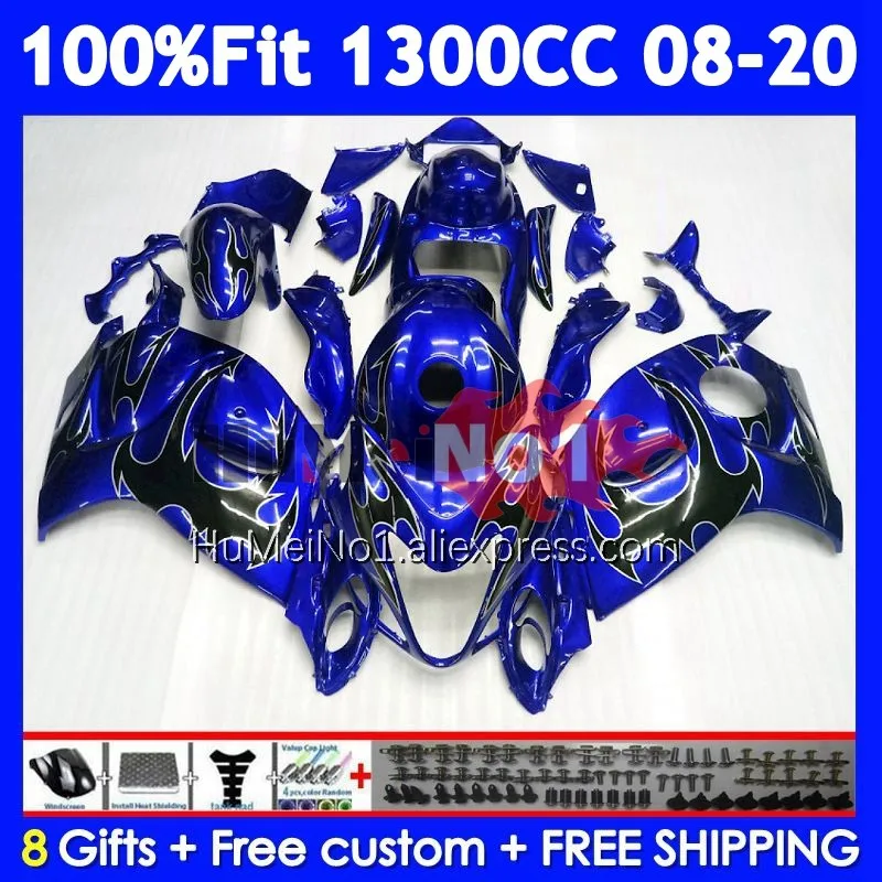 Fairing For SUZUKI GSXR 1300 Hayabusa GSXR-1300 127No.2 GSXR1300 Black flames 2008 2009 2010 2011 2012 2013 14 15 16 17 18 19 20