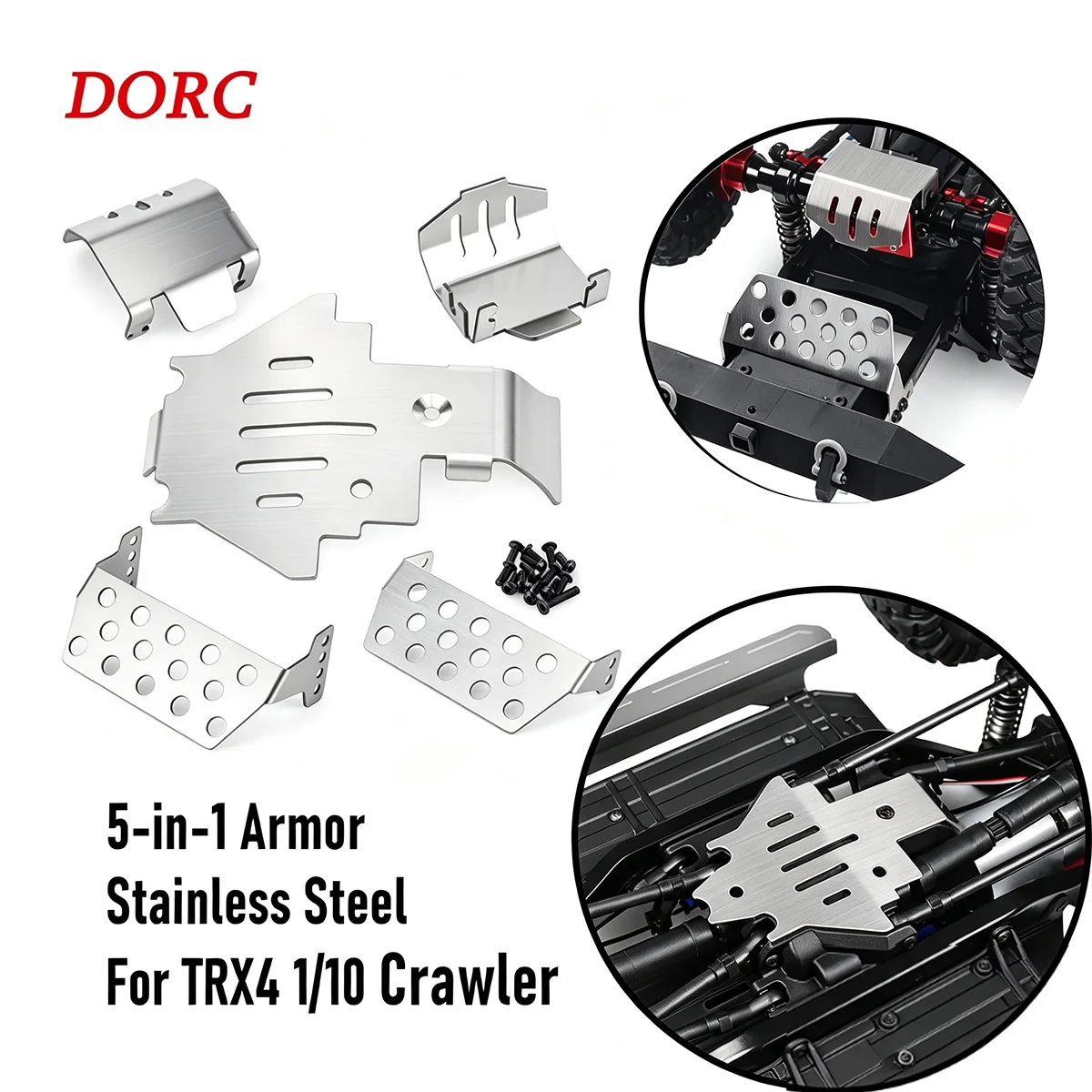 5-in-1 Stainless Steel Chassis Armor & Axle Protector for TRX4 1/10 Crawler – Metal Upgrade Set