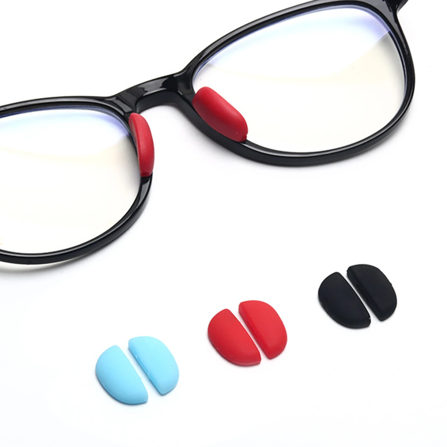 1Pair Push In Eyeglasses Nose Pads Snap In Glasses Nose Piece Soft Silicone Nose Bridge Pads Anti-Slip Nose Guard