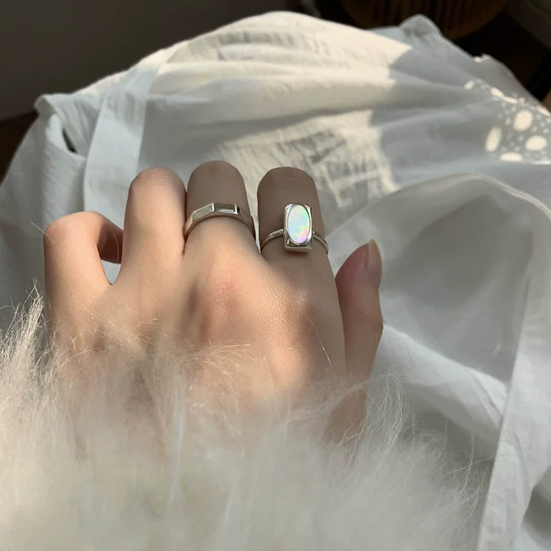 

Silver Color Seashell Rings for Women Couples New Fashion Vintage Geometric Handmade Bride Jewelry Gifts Кольцо