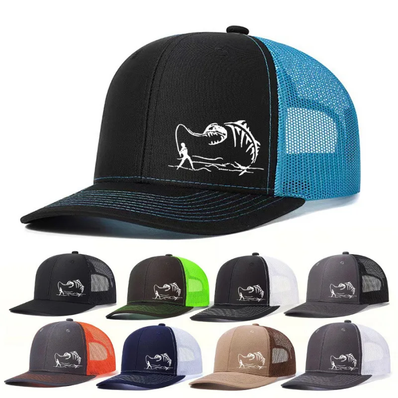 1 szt. Nowa modna czapka typu trucker Richardson Micro Curved z nadrukiem wędkarskim, letnia, siateczkowa, oddychająca czapka baseballowa, czapka outdoorowa Gorras Hombre